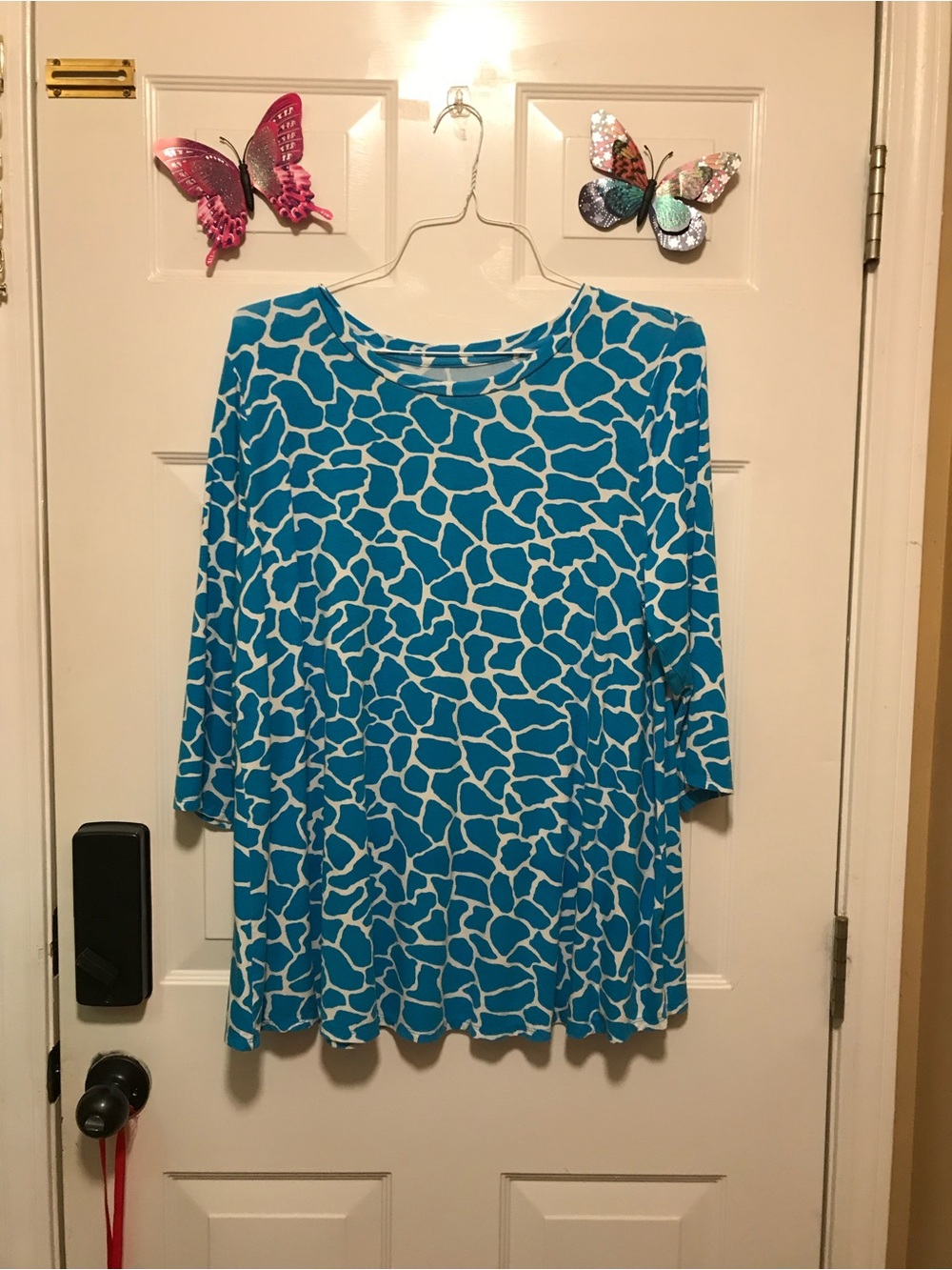 Jessica London Teal and White Abstract Spot Top - Size 14/16 or XL